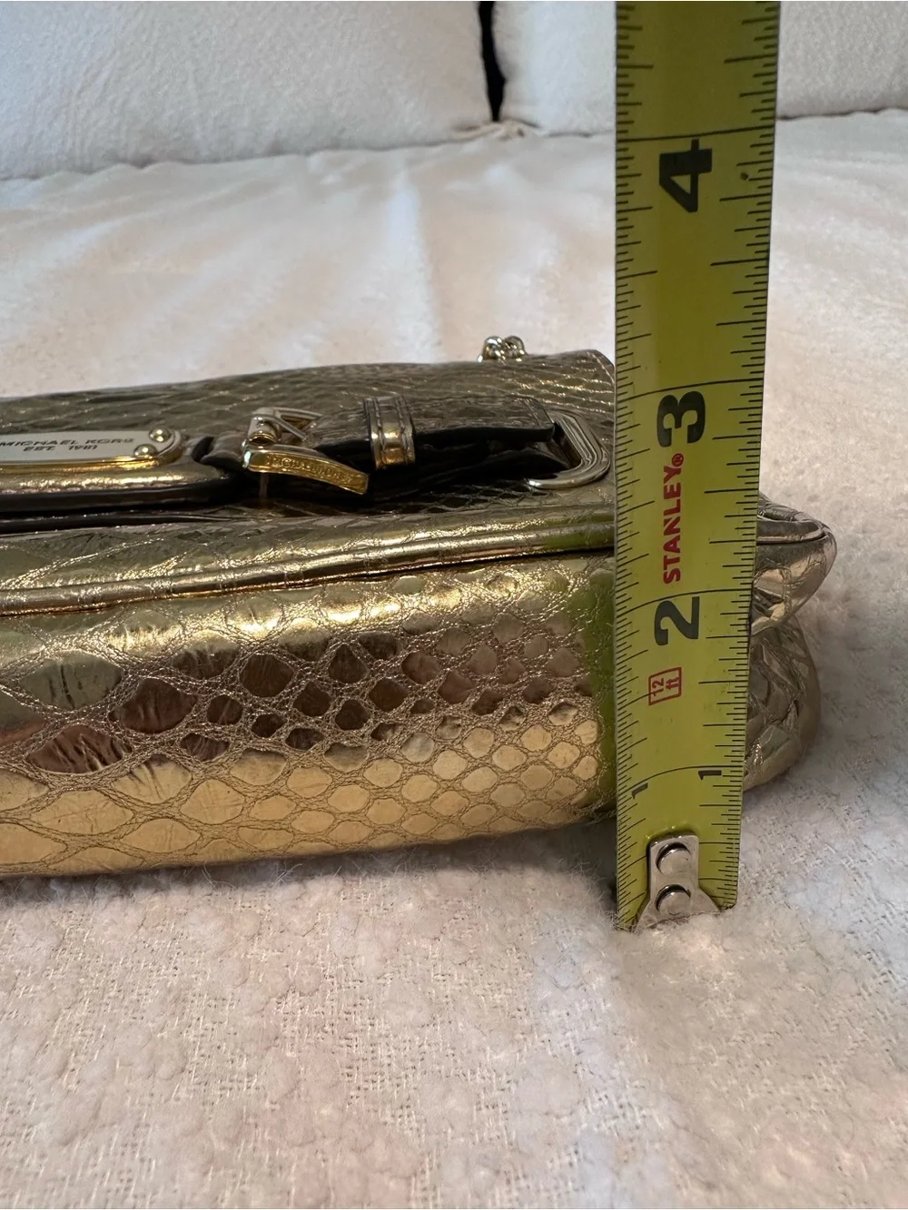 Michael Kors Gold Metallic Snakeskin-Embossed Shoulder Bag